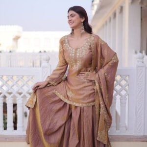 Pastel Chocolate Fendi Crush Sharara Set