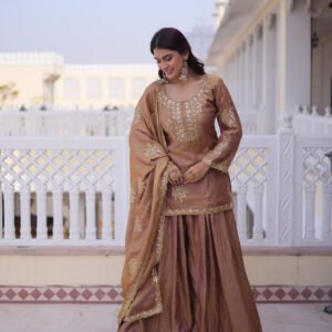 Pastel Chocolate Fendi Crush Sharara Set