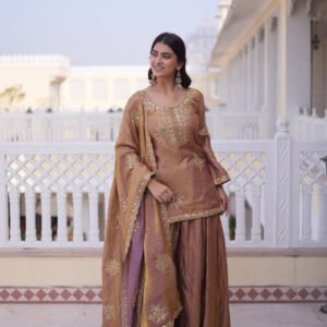 Pastel Chocolate Fendi Crush Sharara Set