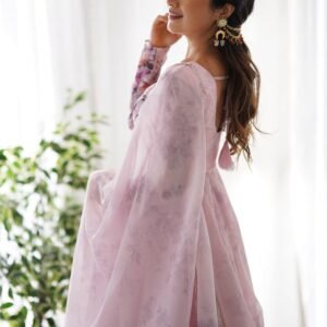 Trendy Pink Floral Anarkali Suit Set with Dupatta - Modern & Beautiful