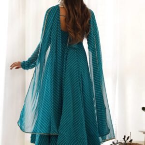 Alluring Rama Lehriya Anarkali Suit Sophisticated Charm