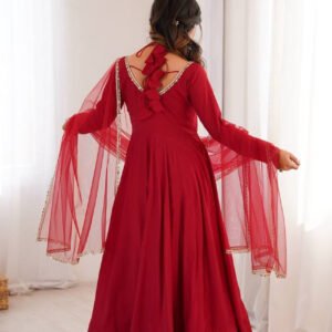 Royal Maroon Festive Anarkali Gown Set