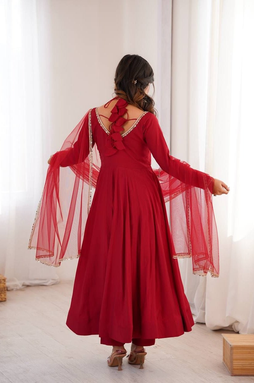 Royal Maroon Festive Anarkali Gown Set Royal Maroon Festive Anarkali Gown Set