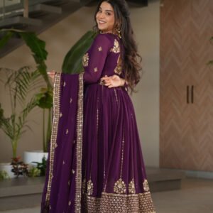 Violet Blooming Georgette Anarkali Gown
