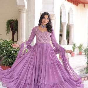 Onion Color Georgette Designer Gown