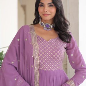 Onion Color Georgette Designer Gown