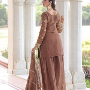 Bronze Color Fendy Silk Sharara Set