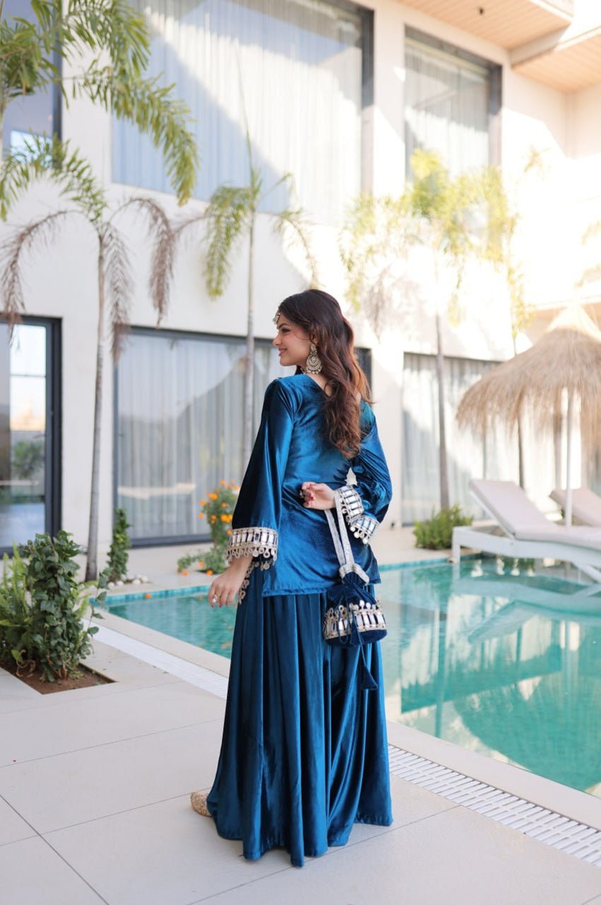 Arabian Blue Ice Velvet Suit Set Arabian Blue Ice Velvet Suit Set