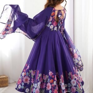 Royal Purple Organza Silk Anarkali Suit Set