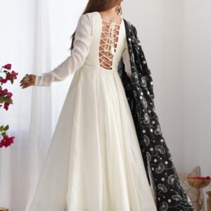 Black Vichitra Silk Anarkali Suit Set