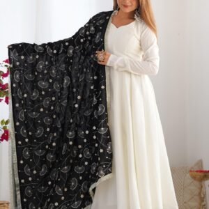 Black Vichitra Silk Anarkali Suit Set