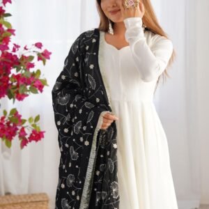 Black Vichitra Silk Anarkali Suit Set