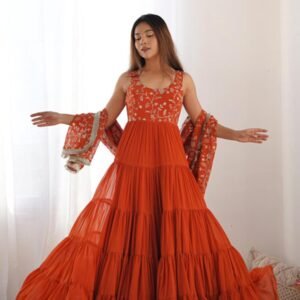 Elegant Orange Anarkali Set for Special Occasions