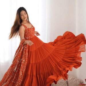 Elegant Orange Anarkali Set for Special Occasions