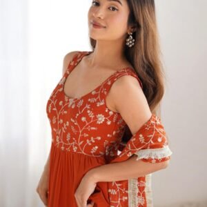 Elegant Orange Anarkali Set for Special Occasions