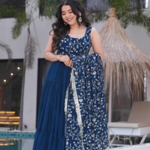 Teal Blue Anarkali Gown for Special Occasions