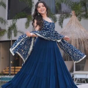 Teal Blue Anarkali Gown for Special Occasions
