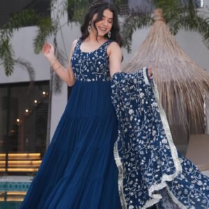 Teal Blue Anarkali Gown for Special Occasions