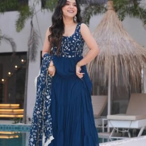 Teal Blue Anarkali Gown for Special Occasions