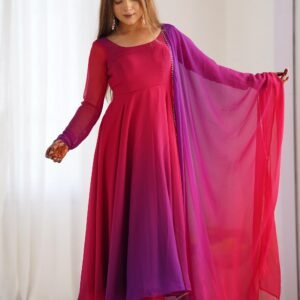 Dark Pink & Purple Shaded Fox Georgette Anarkali Suit