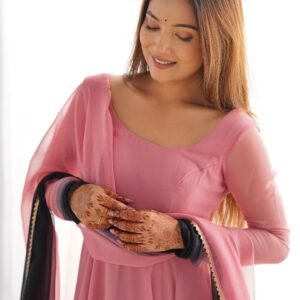 Elegant Pink Fox Georgette Anarkali Suit