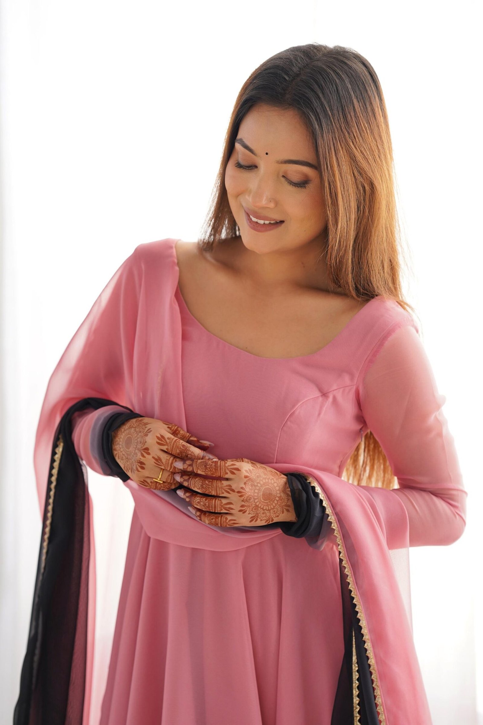 Elegant Pink Fox Georgette Anarkali Suit Elegant Pink Fox Georgette Anarkali Suit