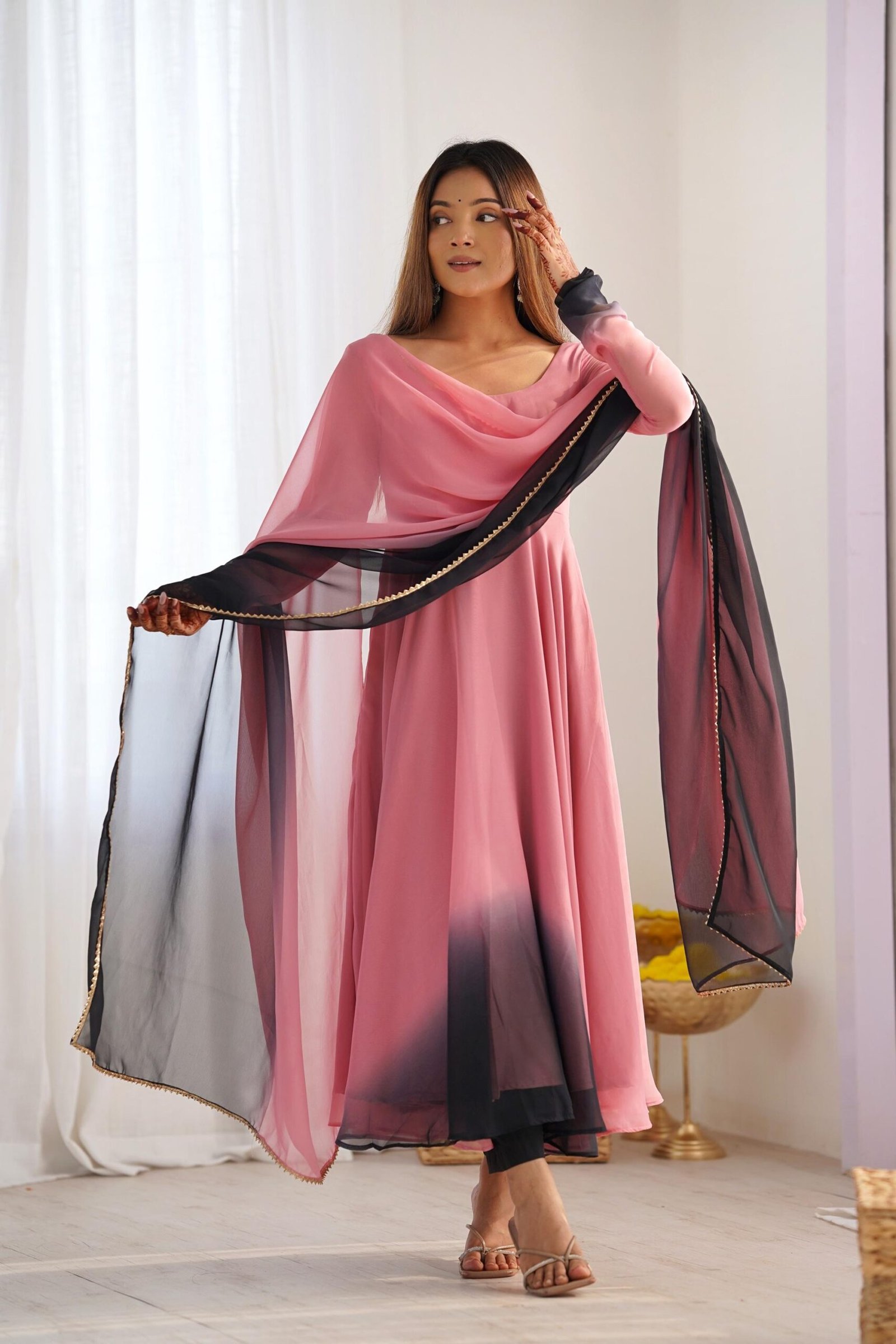 Elegant Pink Fox Georgette Anarkali Suit Elegant Pink Fox Georgette Anarkali Suit