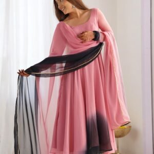 Elegant Pink Fox Georgette Anarkali Suit