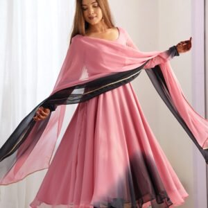 Elegant Pink Fox Georgette Anarkali Suit