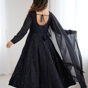 Black Lucknowi Anarkali Suit Set