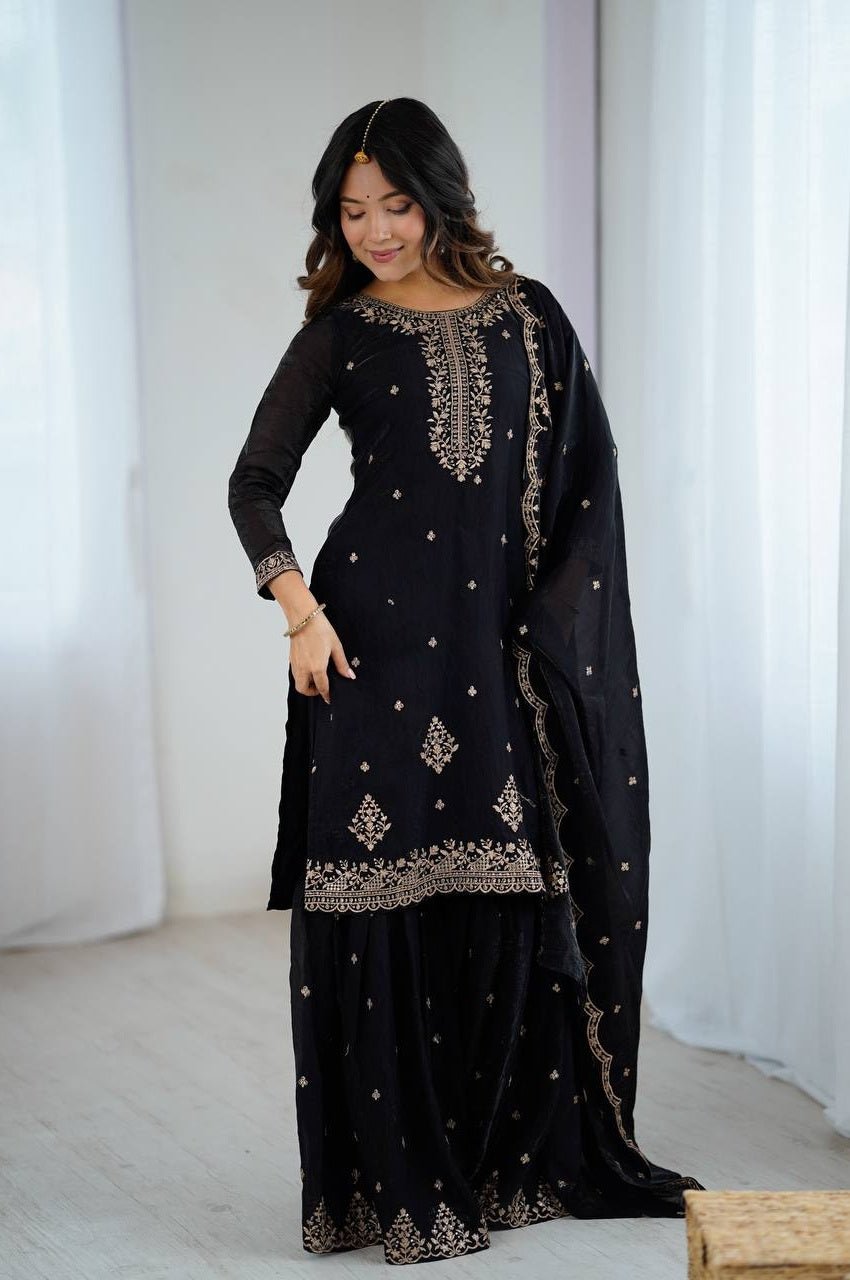 Black Kediya Style Sharara Suit Black Kediya Style Sharara Suit