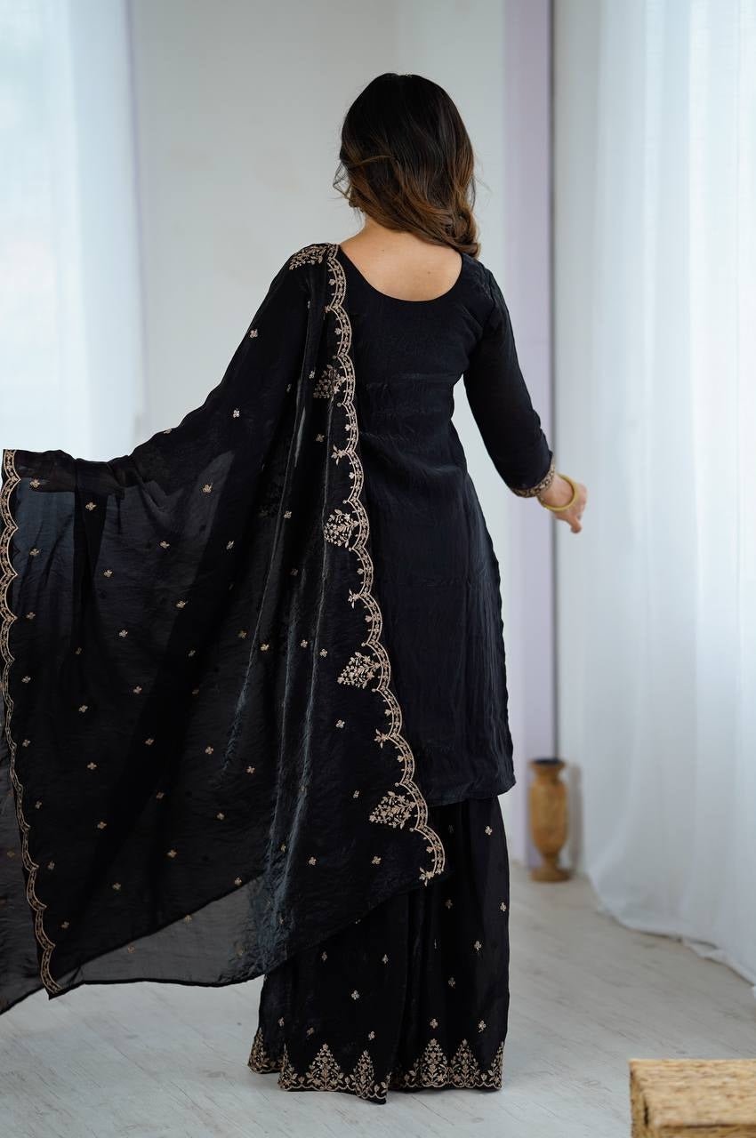 Black Kediya Style Sharara Suit Black Kediya Style Sharara Suit