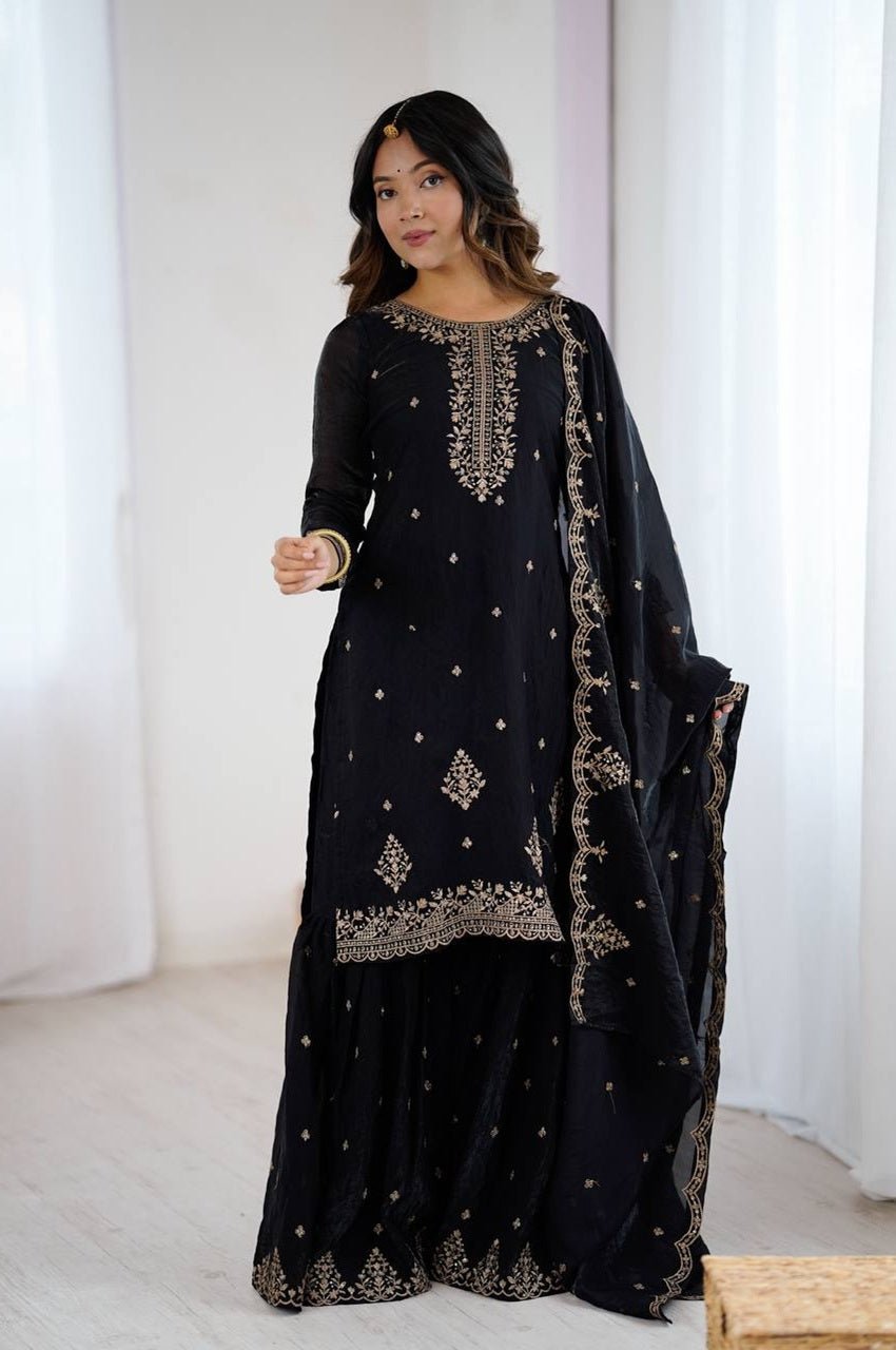 Black Kediya Style Sharara Suit Black Kediya Style Sharara Suit