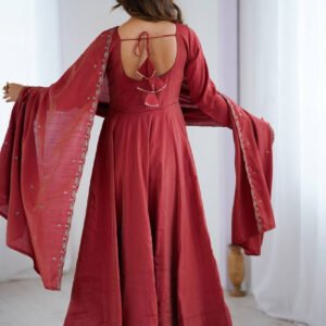 Carmine Roman Chanderi Silk Anarkali Suit