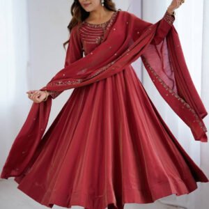Carmine Roman Chanderi Silk Anarkali Suit