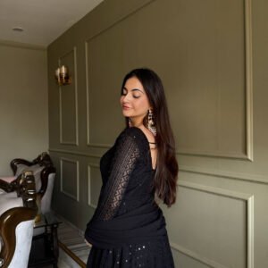 Black Fox Georgette Lucknowi Anarkali Suit