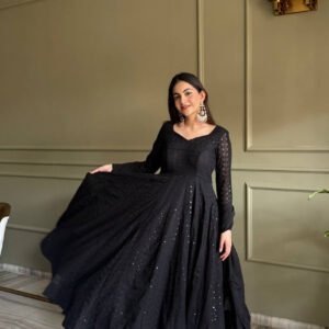 Black Fox Georgette Lucknowi Anarkali Suit