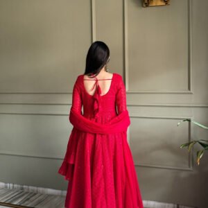 Red Fox Georgette Lucknowi Anarkali Suit