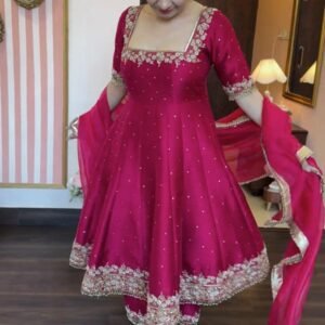 Pink Vichitra Silk Royal Suit Set