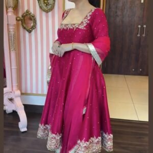 Pink Vichitra Silk Royal Suit Set