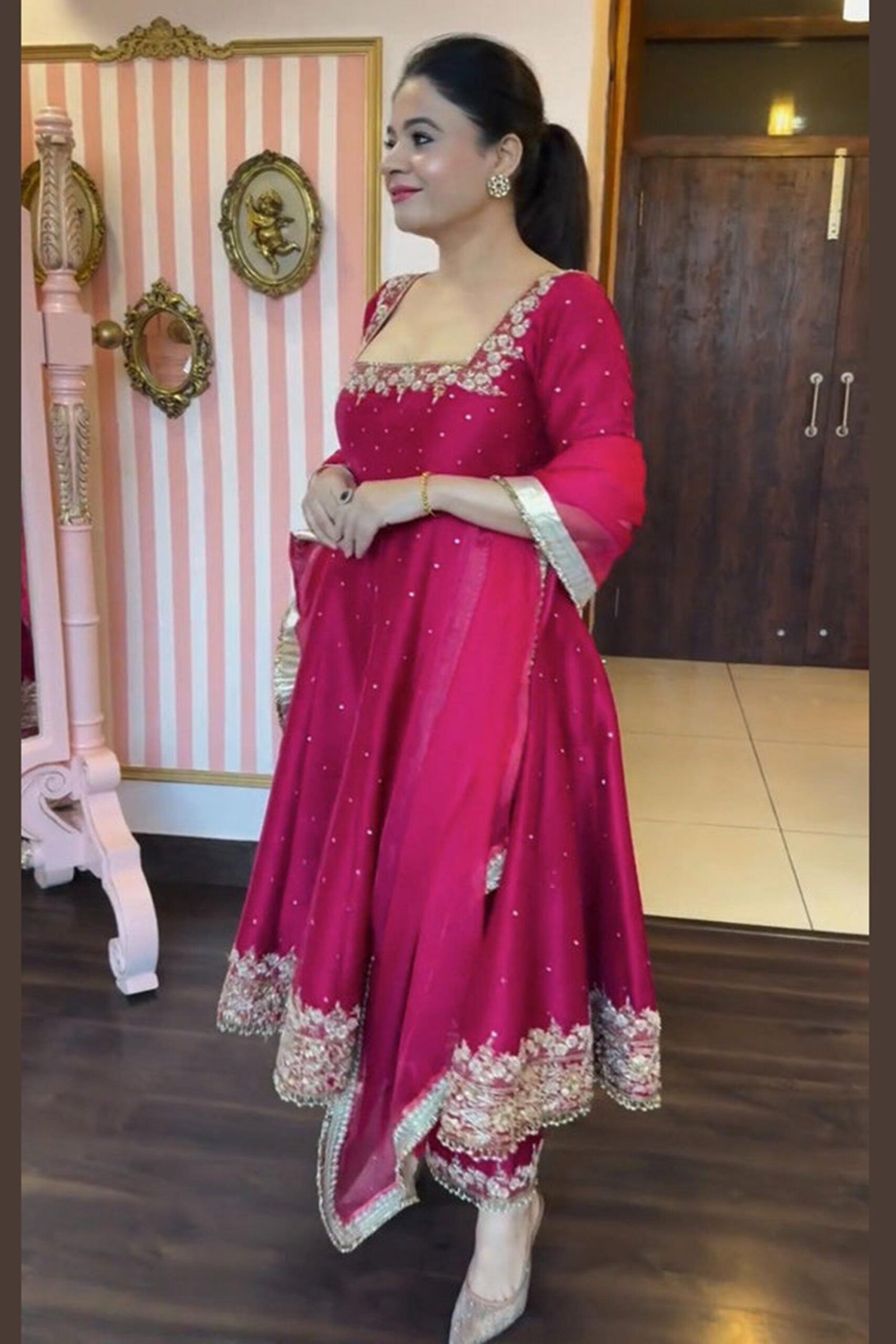 Pink Vichitra Silk Royal Suit Set Pink Vichitra Silk Royal Suit Set