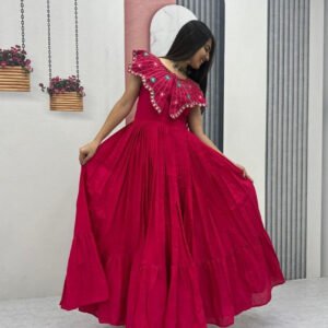 Premium Passion Color Roman Fabric Gown