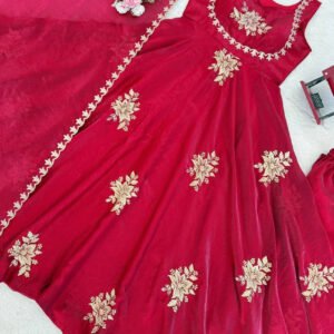 Rani Pink Fendy Silk Suit Set with Thread & Sequence Work