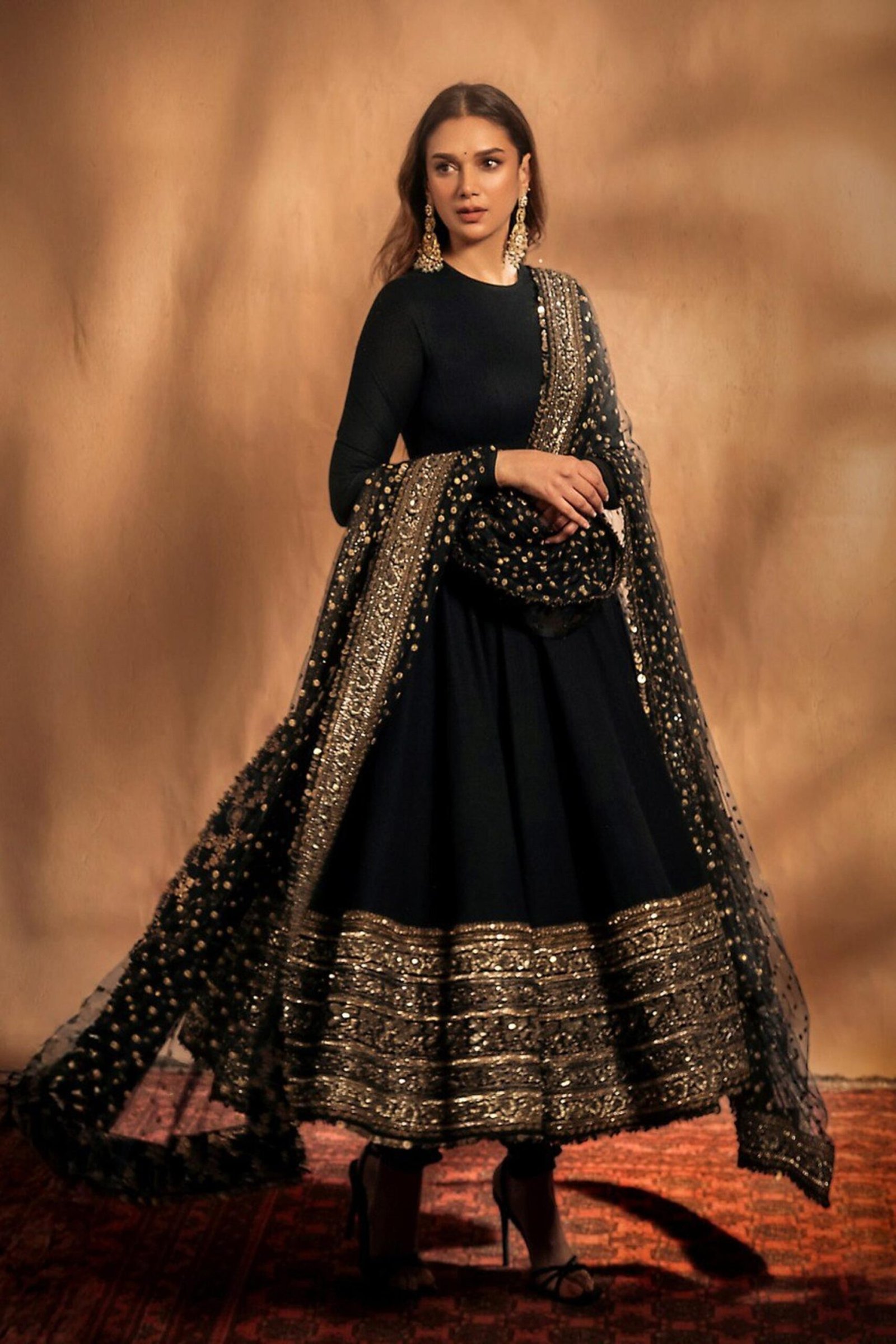 Black Rayon Embroidered Anarkali Suit Set Black Rayon Embroidered Anarkali Suit Set