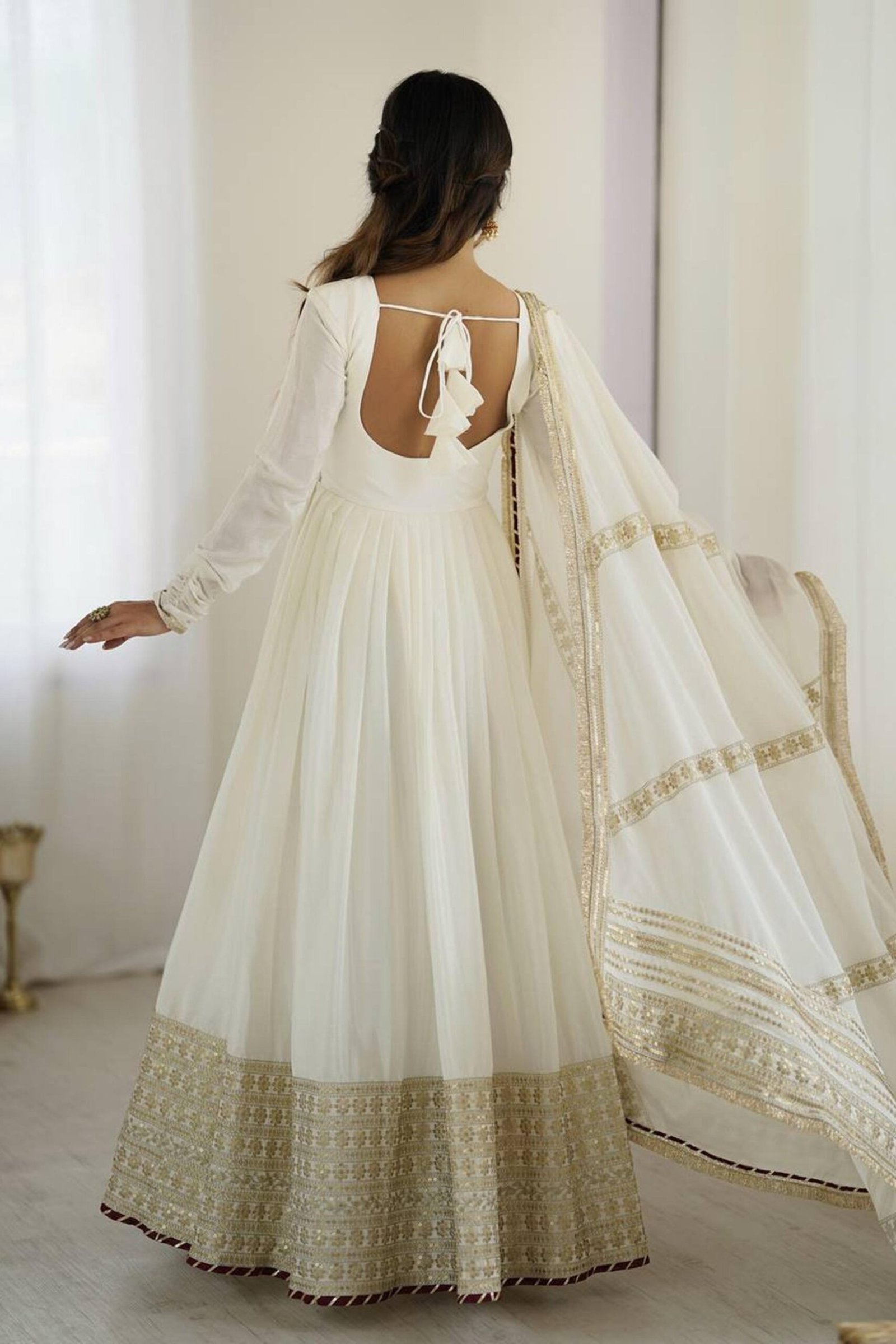 White Bollywood Style Anarkali Suit White Bollywood Style Anarkali Suit