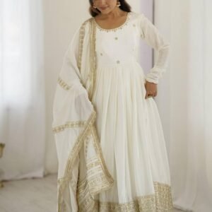 White Bollywood Style Anarkali Suit