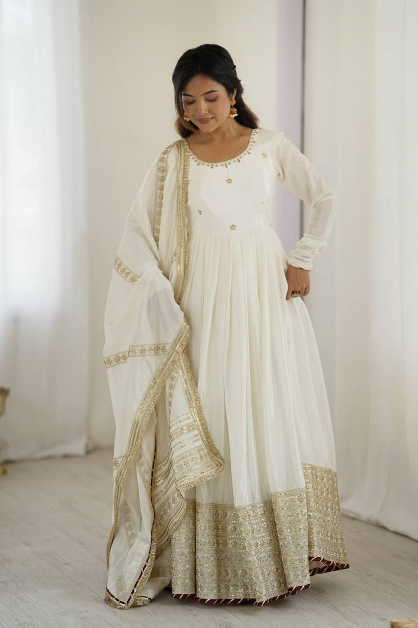 White Bollywood Style Anarkali Suit White Bollywood Style Anarkali Suit
