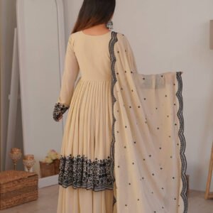 Neutral Vanilla Color Palazzo Suit