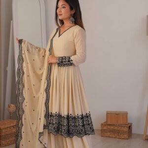 Neutral Vanilla Color Palazzo Suit