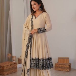 Neutral Vanilla Color Palazzo Suit